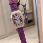 High Quality Franck Muller 316 Stainless Steel  Different Colors Strap Paved Diamond Face Dial Paved Diamond Bezel Watch 30*40mm